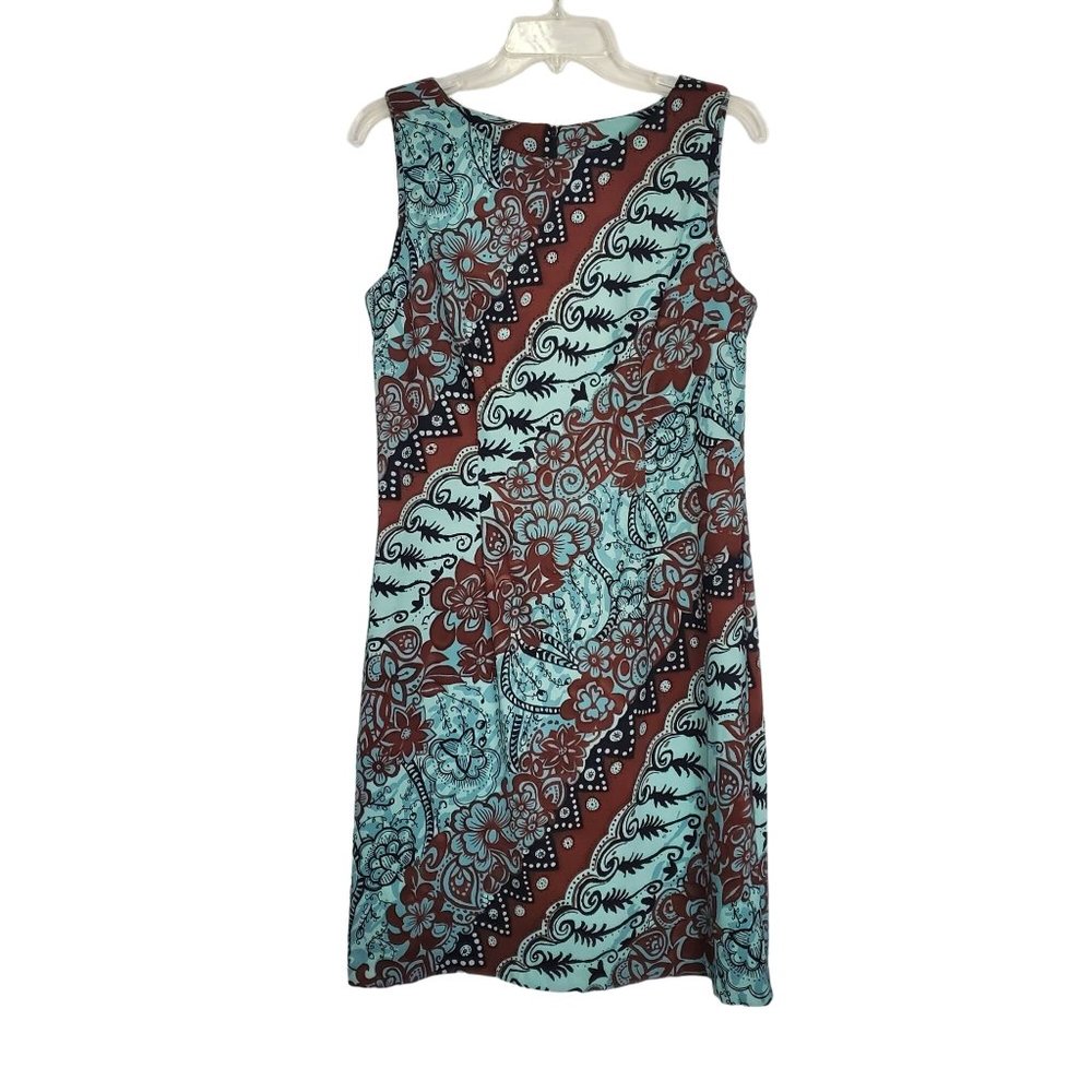 Connected Apparel Womens Dress sz 10 Knee length Brown & Blue sleeveless